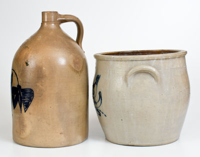 Two Cobalt-Decorated New York State Stoneware Jars