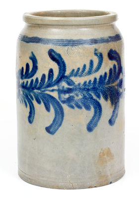 Fine Stoneware Jar w/ Elaborate Floral Decoration, attrib. David Parr, Sr., Baltimore, circa 1825.