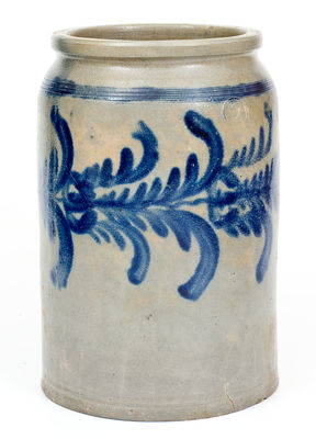 Fine Stoneware Jar w/ Elaborate Floral Decoration, attrib. David Parr, Sr., Baltimore, circa 1825.