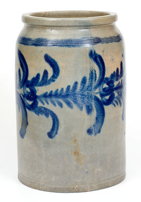 Fine Stoneware Jar w/ Elaborate Floral Decoration, attrib. David Parr, Sr., Baltimore, circa 1825.