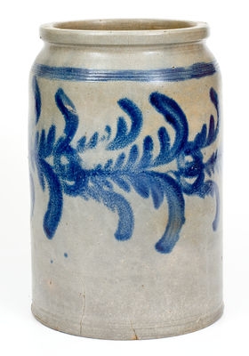 Fine Stoneware Jar w/ Elaborate Floral Decoration, attrib. David Parr, Sr., Baltimore, circa 1825.