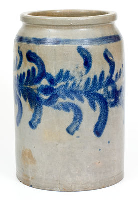 Fine Stoneware Jar w/ Elaborate Floral Decoration, attrib. David Parr, Sr., Baltimore, circa 1825.