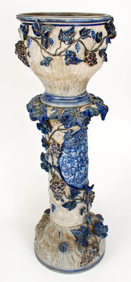 Elaborate Large-Sized German Stoneware Jardiniere on Base