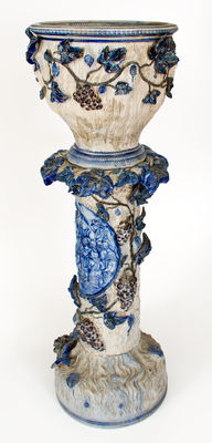 Elaborate Large-Sized German Stoneware Jardiniere on Base