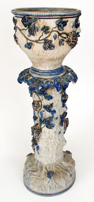 Elaborate Large-Sized German Stoneware Jardiniere on Base