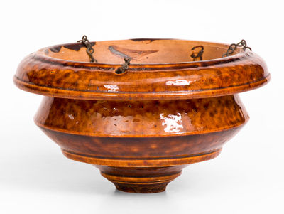 Rare Rockingham Hanging Planter Inscribed