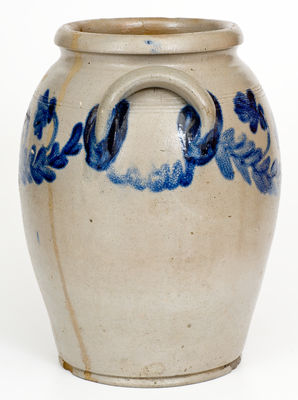Attrib. Henry H. Remmey, Philadelphia, PA Stoneware Jar w/ Bold Floral Decoration