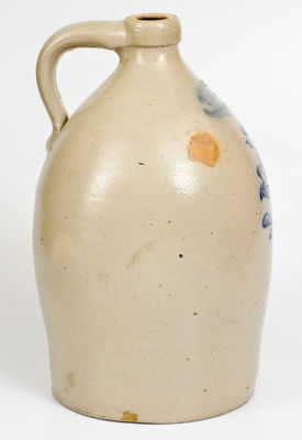 Two-Gallon BURGER & LANG. / ROCHESTER N.Y. Stoneware Jug w/ Cobalt Tulip Decoration