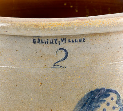 Rare GALWAY VILLAGE (Saratoga County, NY) Stoneware Jar w/ Floral Decoration