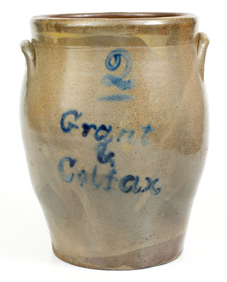 Very Rare Grant & Colfax Political Stoneware Jar, attrib. Porter Family, Oil Creek (Venango County) PA