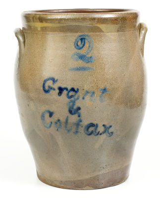 Very Rare "Grant & Colfax" Political Stoneware Jar, attrib. Porter Family, Oil Creek (Venango County) PA