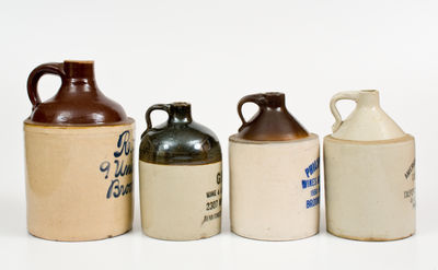Lot of Four: Stoneware Advertising Jugs (Three from Brooklyn, NY)