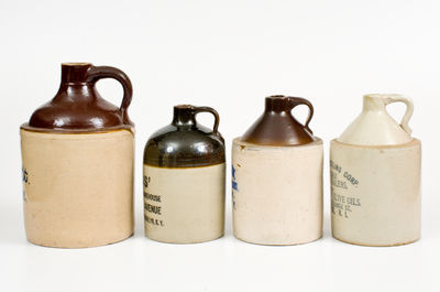 Lot of Four: Stoneware Advertising Jugs (Three from Brooklyn, NY)