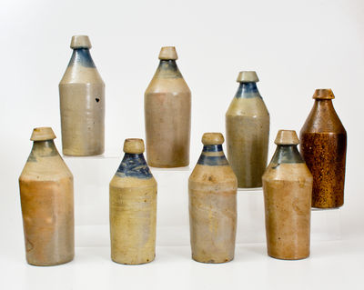 Lot of Eight: P. PFANNEBECKER Stoneware Bottles, Paterson, New Jersey origin