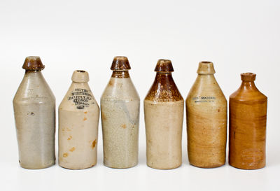 Lot of Six: Stoneware Bottles, primarily Northeastern United States, 19th century