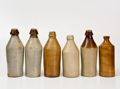 Lot of Six: Stoneware Bottles, primarily Northeastern United States, 19th century
