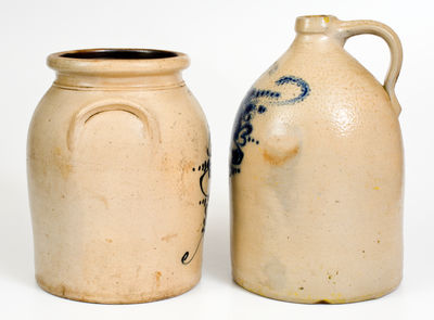 Lot of Two: Norton Family Stoneware incl. J. NORTON Jug and WHITINSVILLE, MA Advertising Jar