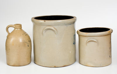Lot of Three: GARDINER, Maine Stoneware with Impressed Decorations