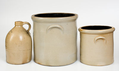 Lot of Three: GARDINER, Maine Stoneware with Impressed Decorations