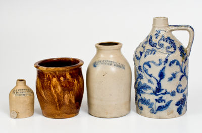 Lot of Four: Utilitarian American Pottery Incl. Boston Advertising Pieces