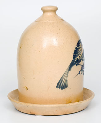 Very Rare J.S. TAFT & CO. / KEENE, NH Two-Gallon Stoneware Chicken Waterer w/ Bird Decoration