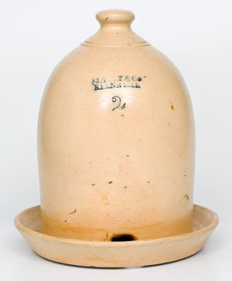 Very Rare J.S. TAFT & CO. / KEENE, NH Two-Gallon Stoneware Chicken Waterer w/ Bird Decoration