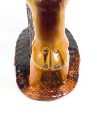 Exceedingly Rare and Important Pennsylvania Redware Preacher and Bear Figure