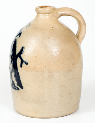 Exceptional J. & E. NORTON / BENNINGTON, VT Stoneware Jug w/ Pheasant-on-Stump Decoration