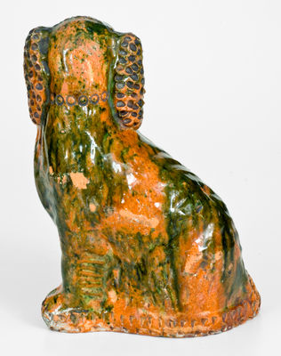 Exceptional S. BELL & SON / STRASBURG, VA Redware Spaniel Figure