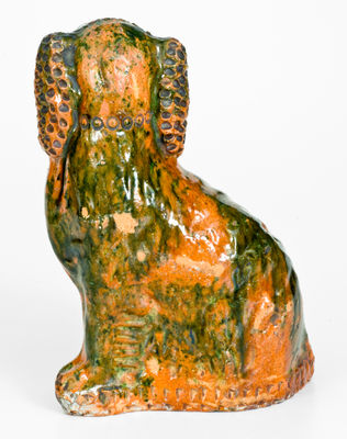 Exceptional S. BELL & SON / STRASBURG, VA Redware Spaniel Figure