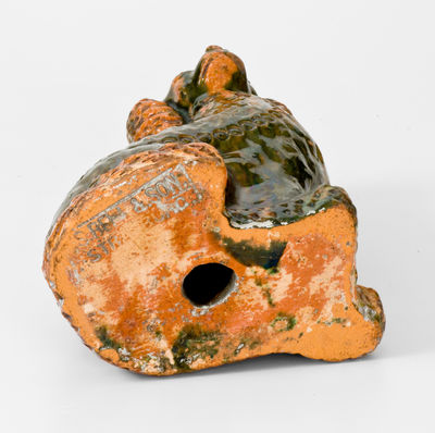 Exceptional S. BELL & SON / STRASBURG, VA Redware Spaniel Figure