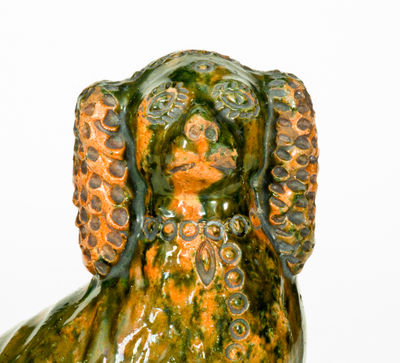 Exceptional S. BELL & SON / STRASBURG, VA Redware Spaniel Figure