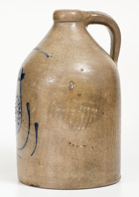 W. ROBERTS / BINGHAMTON, N.Y. Stoneware Jug w/ Cobalt Bird Decoration