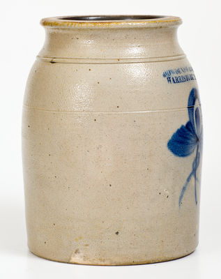 COWDEN & WILCOX / HARRISBURG, PA Stoneware Jar w/ Cobalt Floral Decoration