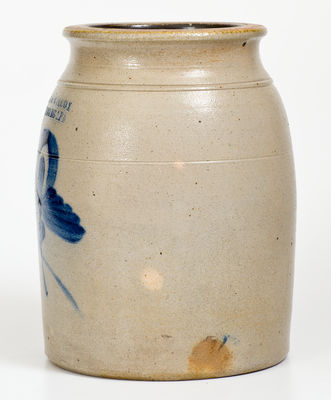 COWDEN & WILCOX / HARRISBURG, PA Stoneware Jar w/ Cobalt Floral Decoration