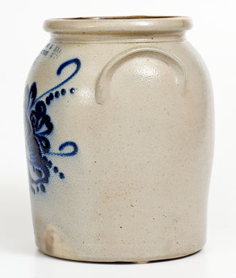 J. NORTON & CO / BENNINGTON, VT Stoneware Jar w/ Elaborate Cobalt Floral Decoration