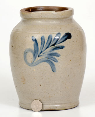 Half-Gallon attrib. Henry H. Remmey, Philadelphia Stoneware Jar w/ Cobalt Foliate Decoration