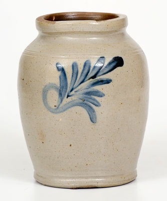 Half-Gallon attrib. Henry H. Remmey, Philadelphia Stoneware Jar w/ Cobalt Foliate Decoration