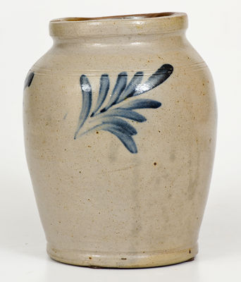 Half-Gallon attrib. Henry H. Remmey, Philadelphia Stoneware Jar w/ Cobalt Foliate Decoration