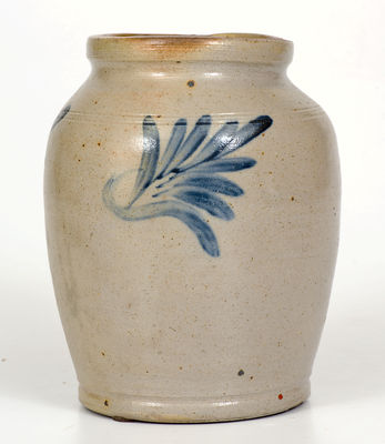 Half-Gallon attrib. Henry H. Remmey, Philadelphia Stoneware Jar w/ Cobalt Foliate Decoration
