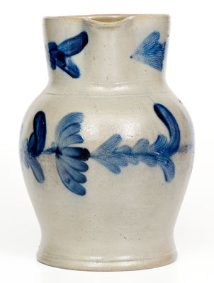 Attrib. Henry H. Remmey, Philadelphia Stoneware Pitcher w/ Cobalt Floral Decoration