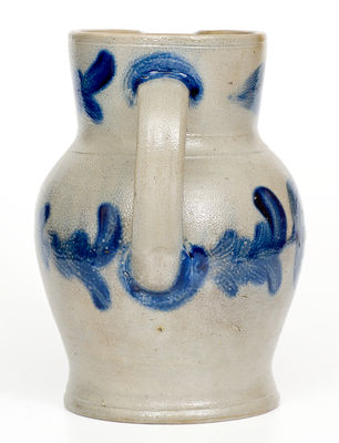 Attrib. Henry H. Remmey, Philadelphia Stoneware Pitcher w/ Cobalt Floral Decoration