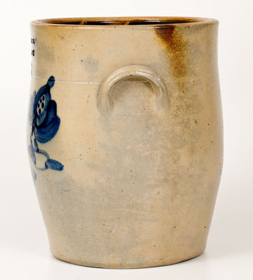 2 Gal. WM. E. WARNER / WEST TROY Stoneware Jar with Floral Decoration