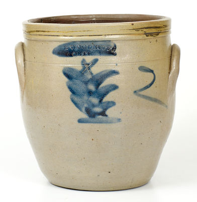 2 Gal. M. WOODRUFF / CORTLAND Stoneware Jar with Cobalt Decoration