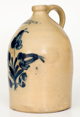 W. H. FARRAR & CO. / GEDDES, NY Stoneware Jug w/ Bold Floral Decoration