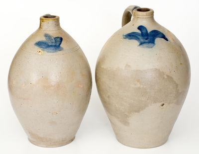 Lot of Two: Ovoid Stoneware Jugs w/ Cobalt Decoration, New Jersey or New York State