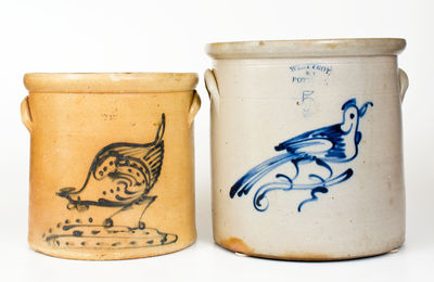 Lot of Two: New York Stoneware incl. Unusual "12 lbs." Pecking Chicken Crock