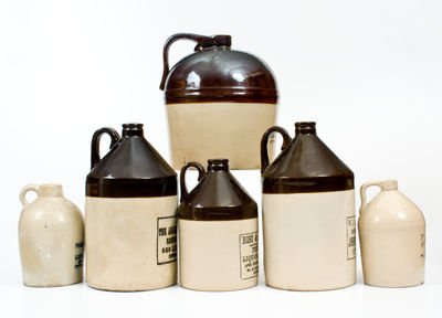 Lot of Six: Stoneware Jugs with PITTSBURGH Stenciled Advertising