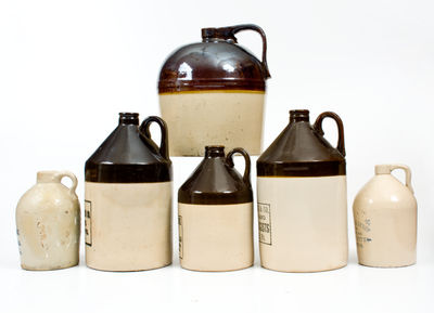 Lot of Six: Stoneware Jugs with PITTSBURGH Stenciled Advertising