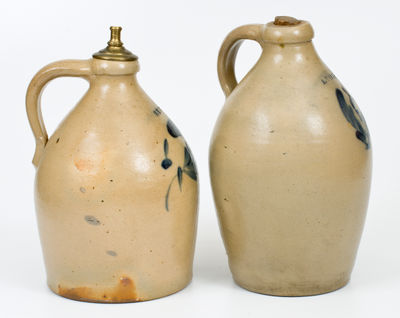 Lot of Two: LYONS, New York Stoneware Jugs with Cobalt Decoration
